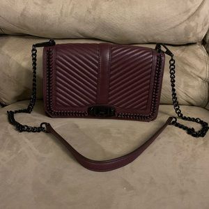 Authentic Rebecca Minkoff Chevron Love Medium Bag - Burgundy/Plum BHW